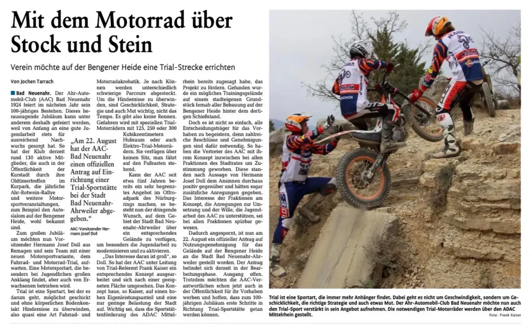 Antrag auf eine Trialsportstätte