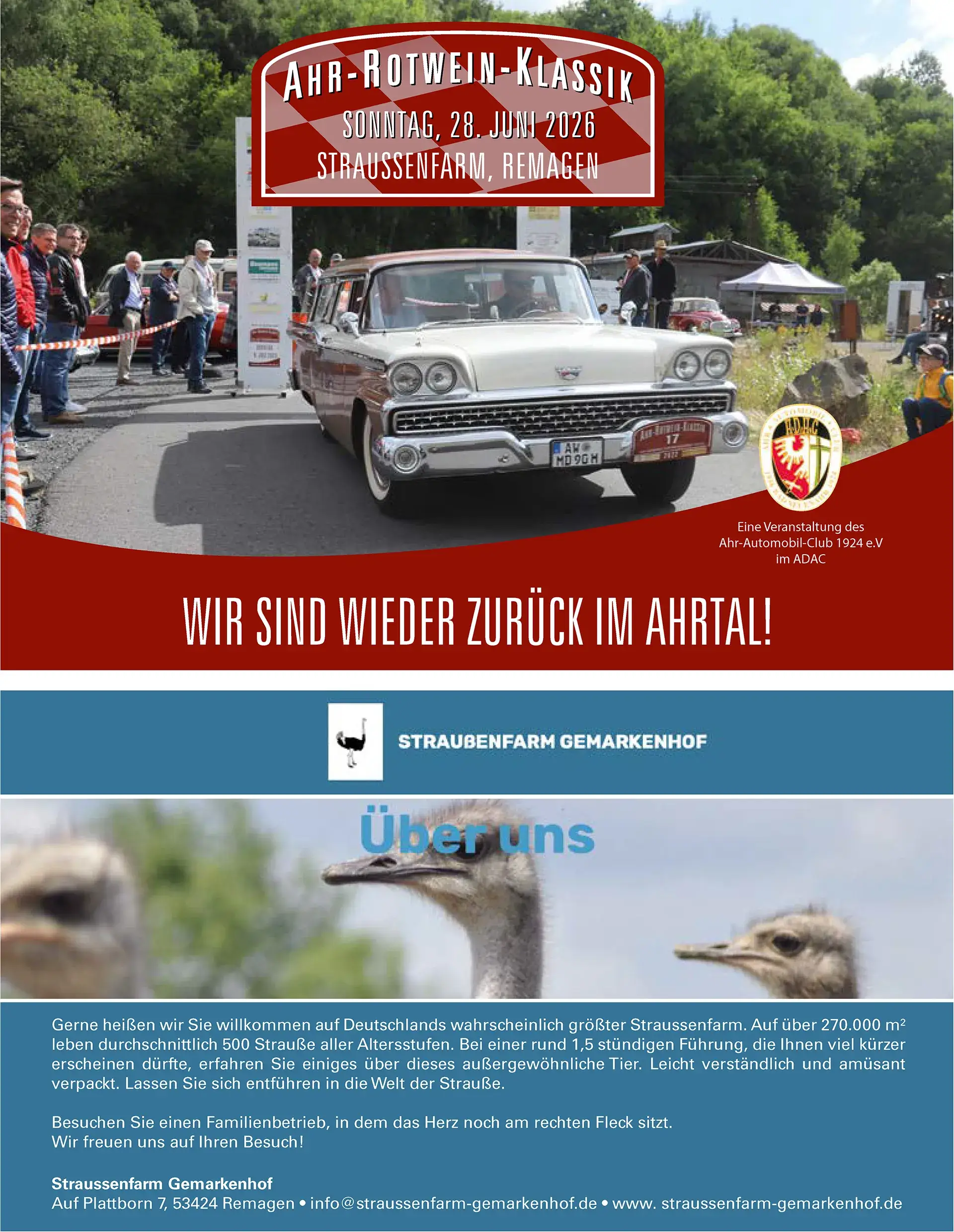 Ahr-Automobil-Club 1924 e.V. - Ahr-Rotwein-Klassik 2026 – Zurück in der Heimat
